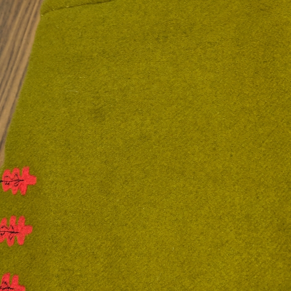 Vintage Wool Blend Embroidered Coat Large Terry K Floral Green Red - Picture 16 of 16